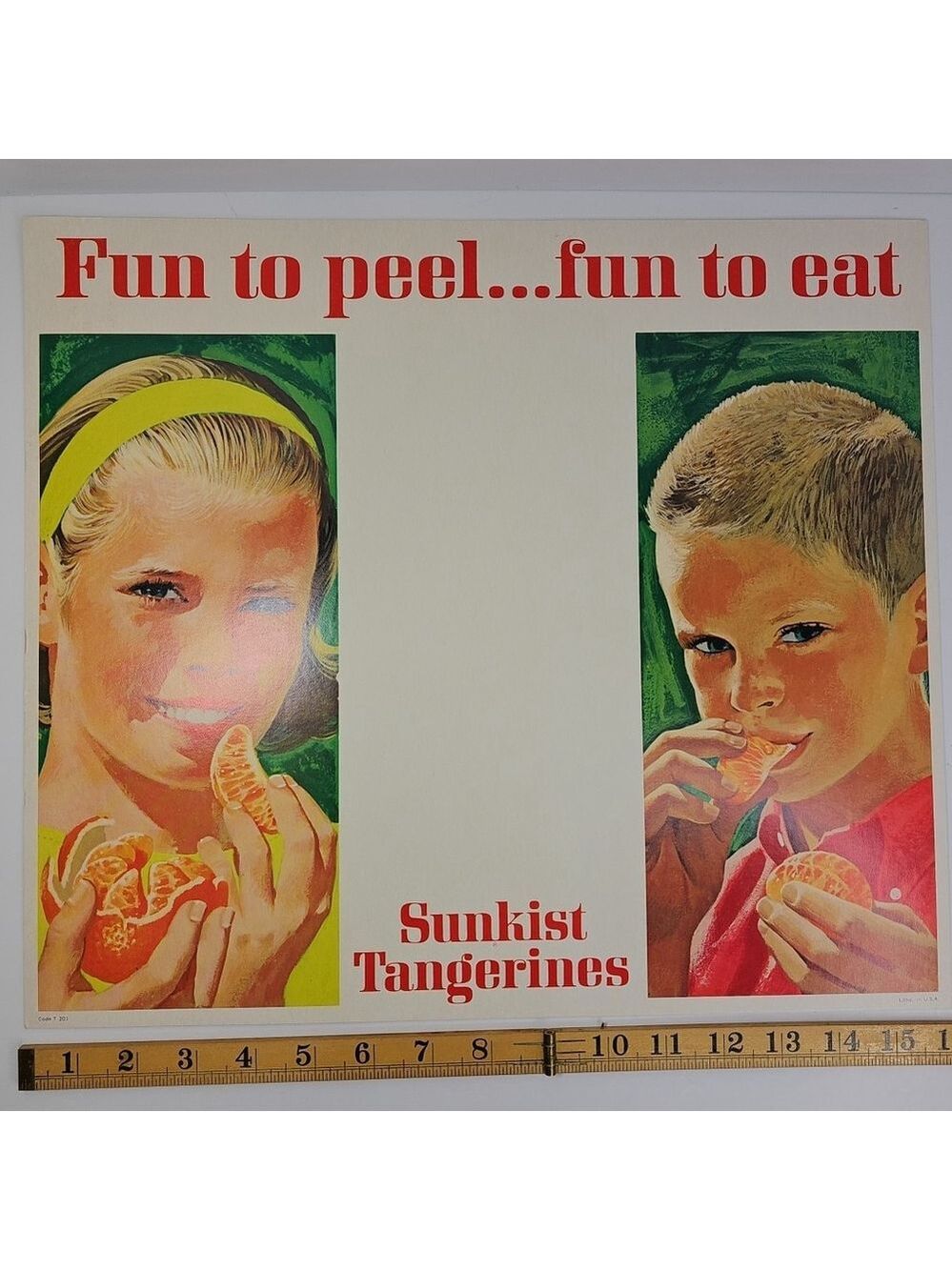 Sunkist Growers Vintage Advertising Tangerines Sign Litho Made In USA
